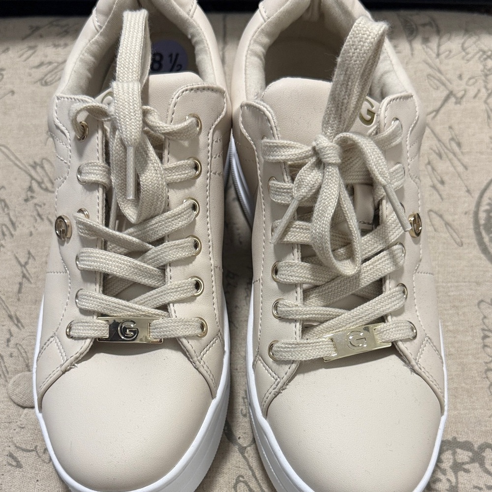 Guess Cream Lace-Up Sneakers
